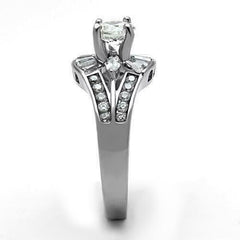 Jewellery Kingdom Engagement Solitaire Baguettes Cubic Zirconia Steel Ring (Silver) - Rings - British D'sire