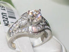 Jewellery Kingdom Engagement Solitaire Baguettes Cubic Zirconia Steel Ring (Silver) - Rings - British D'sire