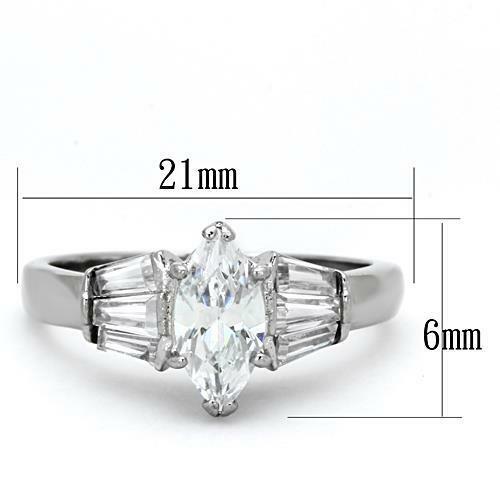 Jewellery Kingdom Engagement Stainless Steel Ladies Marquise Baguette Ring Secondary image