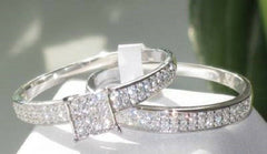 Jewellery Kingdom Engagement Sterling Silver Wedding Band 2pcs Ladies CZ Ring Set (Silver) - Jewelry Rings - British D'sire