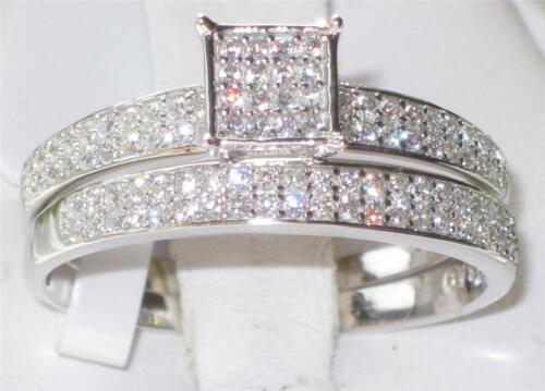 Jewellery Kingdom Engagement Sterling Silver Wedding Band 2pcs Ladies CZ Ring Set (Silver) - Jewelry Rings - British D'sire Main image