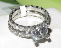 Jewellery Kingdom Engagement Wedding Band 2 Carat Ladies Ring Set (Silver) - Engagement Rings - British D'sire