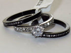 Jewellery Kingdom Engagement Wedding Band 2CT Stainless Steel Ladies Ring Set (Black) - Jewelry Rings - British D'sire