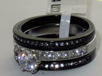 Jewellery Kingdom Engagement Wedding Band 2CT Stainless Steel Ladies Ring Set (Black) - Jewelry Rings - British D'sire