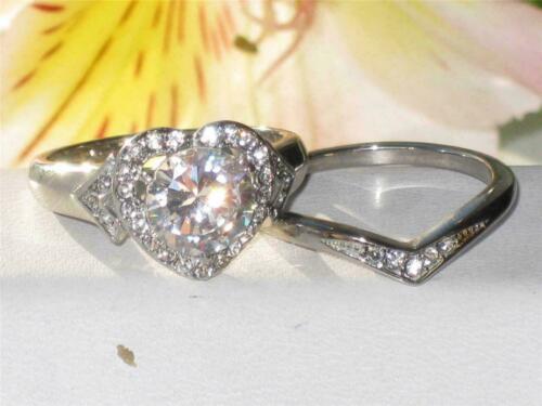 Jewellery Kingdom Engagement Wedding Band Halo Cubic Zirconia Ring Set (Silver) - Jewelry Rings - British D'sire