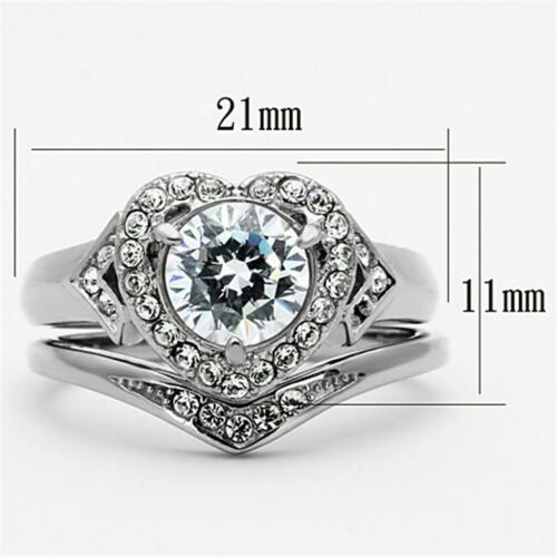 Jewellery Kingdom Engagement Wedding Band Halo Cubic Zirconia Ring Set (Silver) - Jewelry Rings - British D'sire