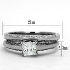 Jewellery Kingdom Engagement Wedding Band Princess Cut Square Stainless Steel 1 Carat Ring Set (Silver) - Jewelry Rings - British D'sire