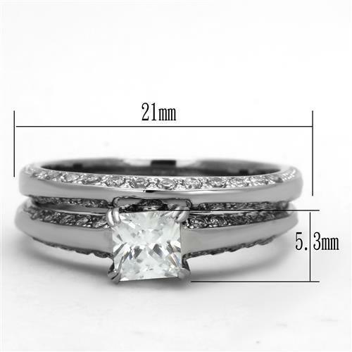 Jewellery Kingdom Engagement Wedding Band Princess Cut Square Stainless Steel 1 Carat Ring Set (Silver) - Jewelry Rings - British D'sire