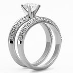 Jewellery Kingdom Engagement Wedding Band Round Cut 1 Carat Stainless Steel Ring Set (Silver) - Jewelry Rings - British D'sire