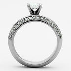 Jewellery Kingdom Engagement Wedding Band Round Cut 1 Carat Stainless Steel Ring Set (Silver) - Jewelry Rings - British D'sire