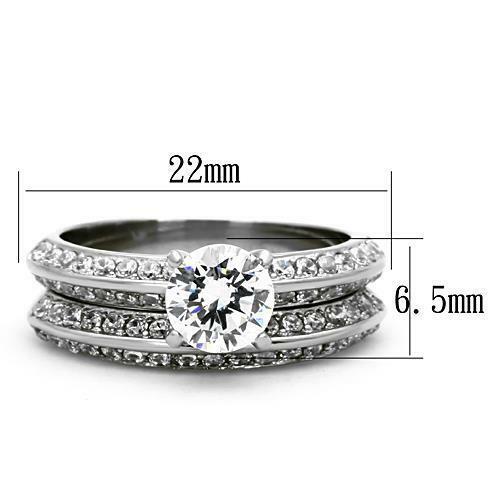 Jewellery Kingdom Engagement Wedding Band Round Cut 1 Carat Stainless Steel Ring Set (Silver) - Jewelry Rings - British D'sire
