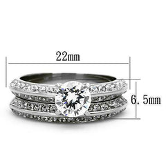 Jewellery Kingdom Engagement Wedding Band Round Cut 1 Carat Stainless Steel Ring Set (Silver) - Jewelry Rings - British D'sire
