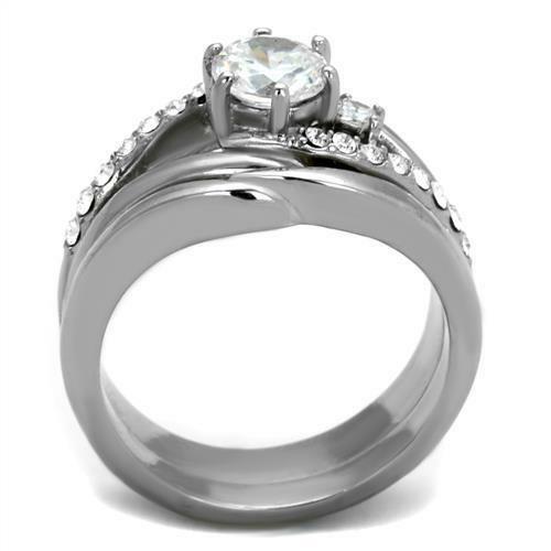 Jewellery Kingdom Engagement Wedding Band Simulated Diamonds 2 Pieces 3 Carat Ring Set (Silver) - Jewelry Rings - British D'sire