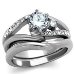 Jewellery Kingdom Engagement Wedding Band Simulated Diamonds 2 Pieces 3 Carat Ring Set (Silver) - Jewelry Rings - British D'sire