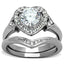 Jewellery Kingdom Engagement Wedding Band Simulated Diamonds Stainless Steel Ring Set (Silver) - Jewelry Rings - British D'sire