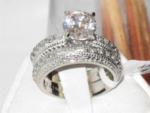 Jewellery Kingdom Engagement Wedding Band Simulated Diamonds Stainless Steel Silver Ring Set Secondary image
