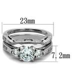 Jewellery Kingdom Engagement Wedding Band Simulated Diamonds Three Stone Ring Set (Silver) - Jewelry Rings - British D'sire