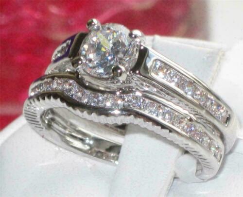 Jewellery Kingdom Engagement Wedding Band Stainless Steel Cubic Zirconia 1.45 Carat Ring Set (Silver) - Jewelry Rings - British D'sire