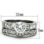 Jewellery Kingdom Engagement Wedding Band Stainless Steel Cubic Zirconia 2.3 Carat 7mm Ring Set (Silver) - Jewelry Rings - British D'sire