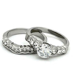 Jewellery Kingdom Engagement Wedding Band Stainless Steel Cubic Zirconia 2.3 Carat 7mm Ring Set (Silver) - Jewelry Rings - British D'sire