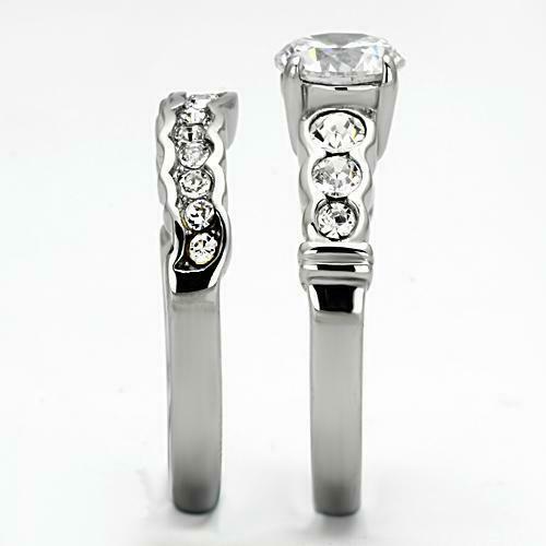 Jewellery Kingdom Engagement Wedding Band Stainless Steel Cubic Zirconia 2.3 Carat Ring Set Secondary image