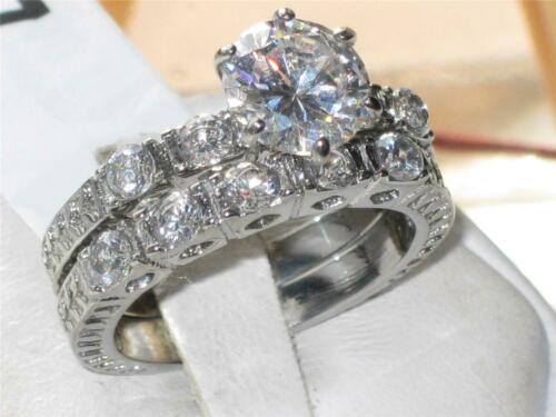 Jewellery Kingdom Engagement Wedding Band Stainless Steel Solitaire 3 Carat Ring Set Secondary image