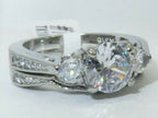 Jewellery Kingdom Engagement Wedding Band Three Stone Cubic Zirconia Ladies Ring Set - Engagement Rings - British D'sire