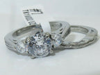 Jewellery Kingdom Engagement Wedding Band Three Stone Cubic Zirconia Ladies Ring Set - Engagement Rings - British D'sire