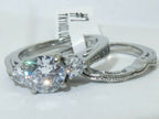 Jewellery Kingdom Engagement Wedding Band Three Stone Cubic Zirconia Ladies Ring Set - Engagement Rings - British D'sire