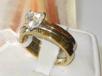 Jewellery Kingdom Engagement Wedding Bands Heart Cut Stainless Steel Ring Set (Gold) - Jewelry Rings - British D'sire
