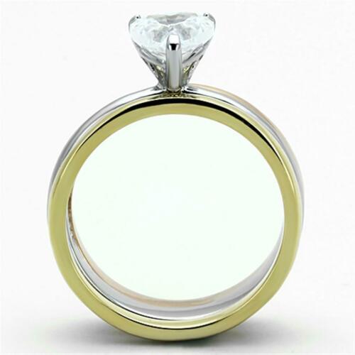 Jewellery Kingdom Engagement Wedding Bands Heart Cut Stainless Steel Ring Set (Gold) - Jewelry Rings - British D'sire
