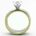 Jewellery Kingdom Engagement Wedding Bands Heart Cut Stainless Steel Ring Set (Gold) - Jewelry Rings - British D'sire