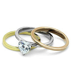 Jewellery Kingdom Engagement Wedding Bands Heart Cut Stainless Steel Ring Set (Gold) - Jewelry Rings - British D'sire