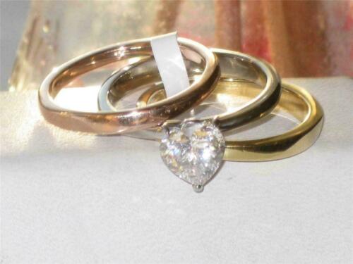 Jewellery Kingdom Engagement Wedding Bands Heart Cut Stainless Steel Ring Set (Gold) - Jewelry Rings - British D'sire