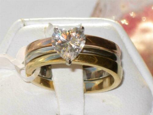 Jewellery Kingdom Engagement Wedding Bands Heart Cut Stainless Steel Ring Set (Gold) - Jewelry Rings - British D'sire