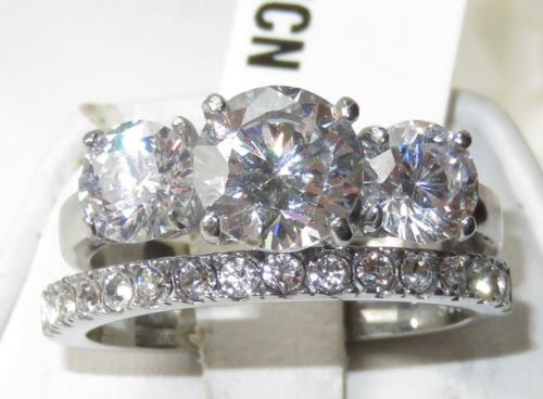 Jewellery Kingdom Engagement Wedding Cubic Zirconia Stainless Steel 8mm Ring Set (Silver) - Jewelry Rings - British D'sire