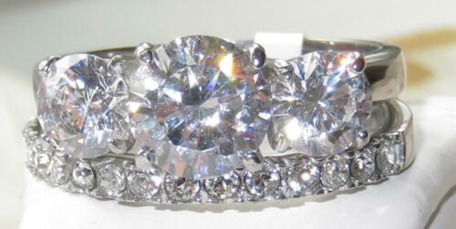 Jewellery Kingdom Engagement Wedding Cubic Zirconia Stainless Steel 8mm Ring Set (Silver) - Jewelry Rings - British D'sire