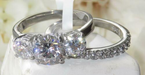 Jewellery Kingdom Engagement Wedding Cubic Zirconia Stainless Steel 8mm Ring Set (Silver) - Jewelry Rings - British D'sire