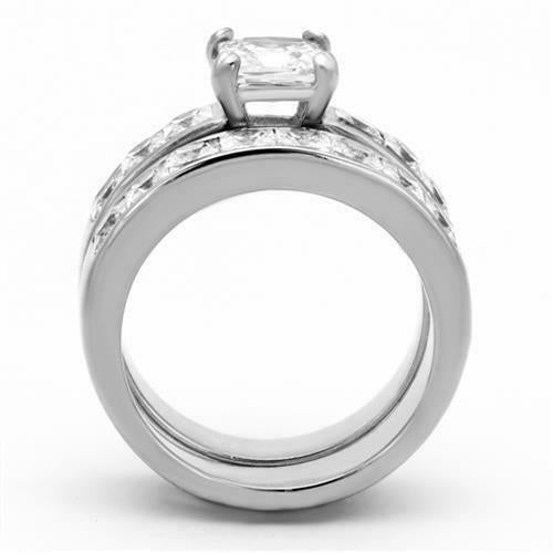 Jewellery Kingdom Engagement Wedding Cz Princess Cut Ring Set (Silver) - Jewelry Rings - British D'sire