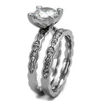 Jewellery Kingdom Engagement Wedding Ladies Simulated Diamonds Ring Set (Silver) - Jewelry Rings - British D'sire