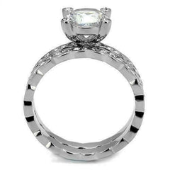 Jewellery Kingdom Engagement Wedding Ladies Simulated Diamonds Ring Set (Silver) - Jewelry Rings - British D'sire