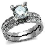 Jewellery Kingdom Engagement Wedding Ladies Simulated Diamonds Ring Set (Silver) - Jewelry Rings - British D'sire
