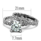 Jewellery Kingdom Engagement Wedding Ladies Simulated Diamonds Ring Set (Silver) - Jewelry Rings - British D'sire