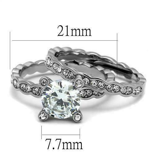 Jewellery Kingdom Engagement Wedding Ladies Simulated Diamonds Ring Set (Silver) - Jewelry Rings - British D'sire