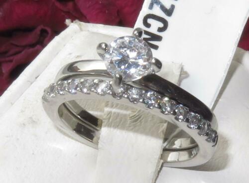 Jewellery Kingdom Engagement Wedding Set Ladies 2pcs Stainless Steel Cz Silver Ring Band Secondary image