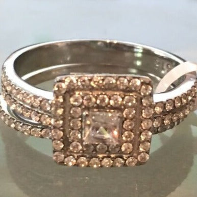 Jewellery Kingdom Engagement Wedding Set Princess Stainless Steel Cubic Zirconia Band Ring - Jewelry Rings - British D'sire Main image