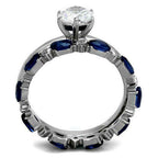 Jewellery Kingdom Engagement & Wedding Set Solitaire Sapphire Band Cubic Zirconia Ring (Silver) - Engagement Rings - British D'sire