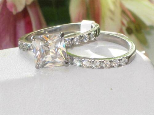 Jewellery Kingdom Engagement Wedding Silver Princess Simulated Diamonds 3.3 Carat Ring Set Secondary image