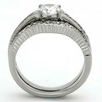 Jewellery Kingdom Engagement Wedding Stainless Steel 1.4 Carat Cubic Zirconia Ring Set (Silver) - Jewelry Rings - British D'sire
