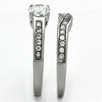 Jewellery Kingdom Engagement Wedding Stainless Steel 1.4 Carat Cubic Zirconia Ring Set (Silver) - Jewelry Rings - British D'sire
